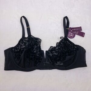 Cacique Seriously Sexy Mesh Lace Velvet Bra Size 40D Wired Soft Comfortable New
